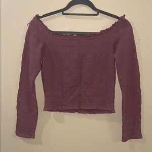 Off-Shoulder Knit Top in Burgundy
